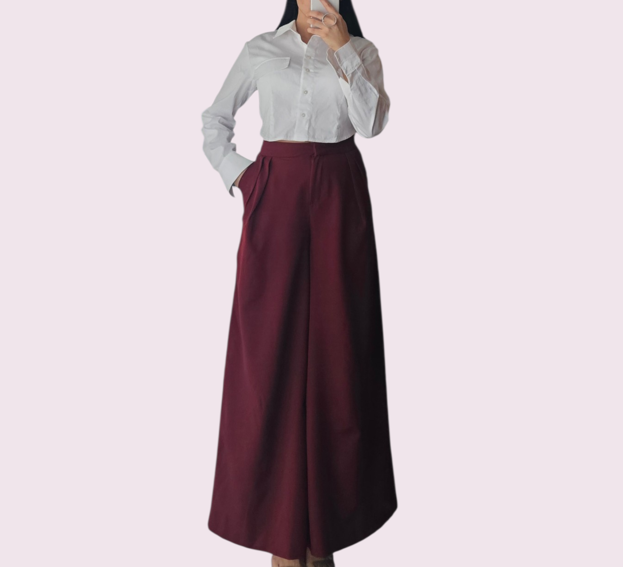 High-Waist Palazzo-Hose in Bordeaux